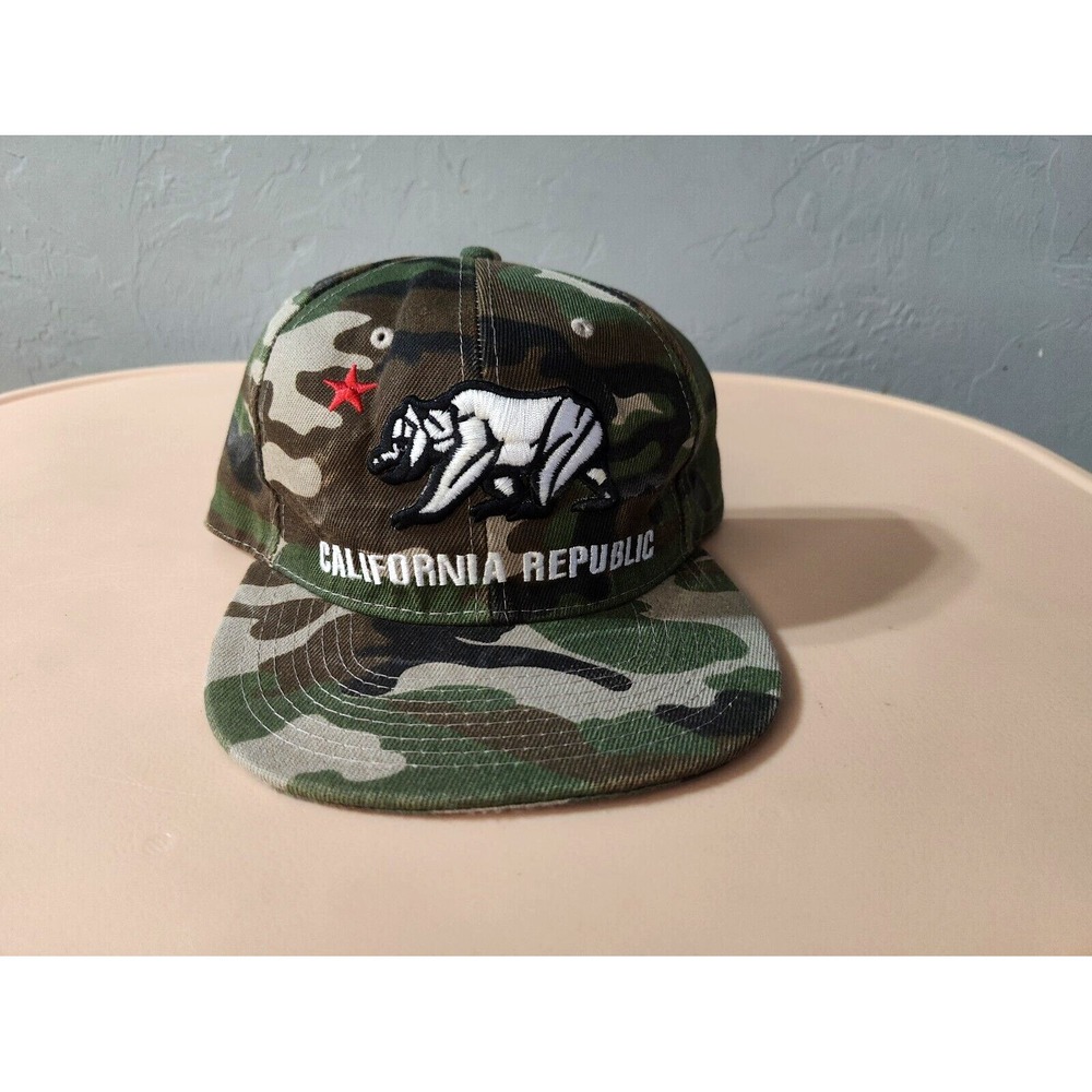 California Republic Trucker Hat LOGA Camo Embroidered‎ Bear Logo Snap Back